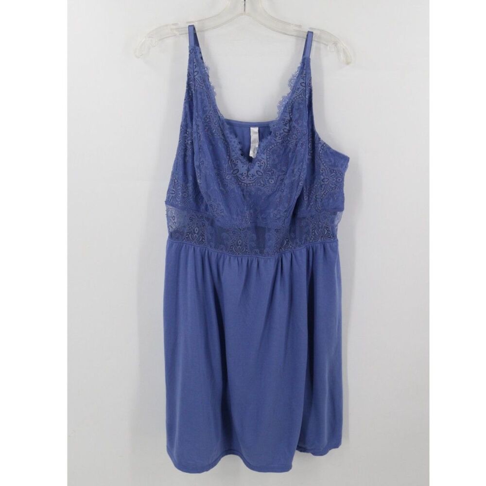 Cacique Womens Sleep Dress Size 18/20 Periwinkle Blue Lace Romantic